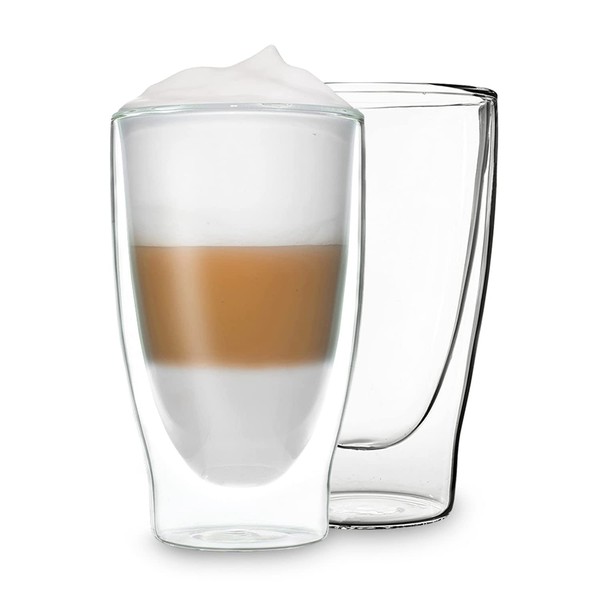 DUOS Lot de 2 verres isothermes à double paroi de 400 ml - Pour latte macchiato, thé glacé