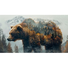 Moohue DIY Counted Stamped Cross Stitch Kits for Adults 14 Count Cross Stitch Patterns Animal Bear Printed Cross Stitch Kits for Adults (Animal Bear Forest)