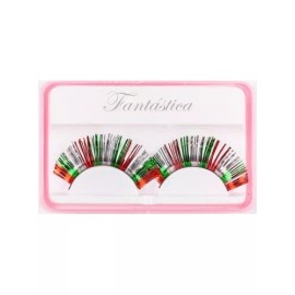 Lecute 2 Pestañas Metalicas Tricolor Fiesta Septiembre Disfraz Inde