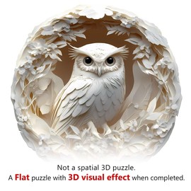 Jollitot Wooden Puzzles Adults, 3D Paper Carved Owl Puzzle 200 Pieces, Unique Animal Shaped Wood Challenging Jigsaw Puzzles Gifts for Adults, 11.4x11.3in