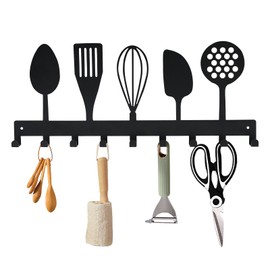 Metal Key Holder, Wall Mounted Key Hooks, Key Holder for Wall, Key Organizer Rack with 9 Hooks, Key Hanger Decor for Kitchen, Entryway, Hallway, Bedroom, Doorway (Cookware 14IN)