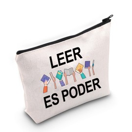 Maestra Gift Leer ES Poder Cosmetic Bag Spanish Book Lover Gift for Her (Leer ES CA Bag)