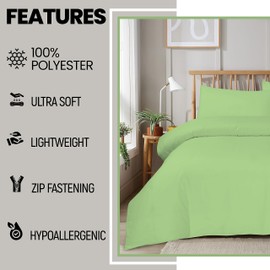 Olivia Rocco Super Soft Plain Duvet Set Ultra-Soft Easy Care Quilt Bedding Bed Cover Sets with Convenient Zip Fastening Luxurious Comfort for a Dreamy Bedroom Makeover, DOUBLE SAGE GREEN