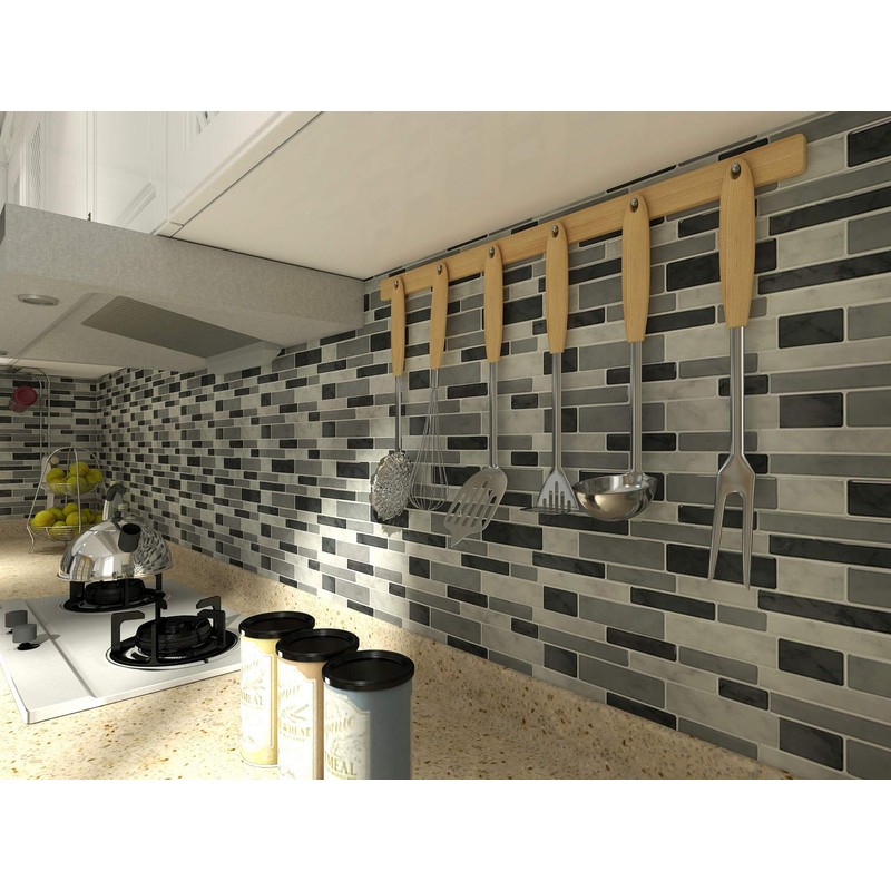 LONGKING Peel & Stick Backsplash Tile for Kitchen, Gray Stick