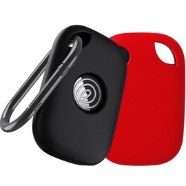 YWXTW [2 Pack] Silicone Case for Tile Pro 2024 Tracker Holder with Keychain, Anti Lost Soft Secure Protective Cover Finder for Keys, Bags, Cat Dog Collar Tag Accessories (Black+Red)