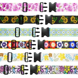 6 Pieces Luggage Straps Patterned Luggage Strap Suitcase Straps Luggage Belt Adjustable Travel Luggage Belt Strap with Quick Release Buckle, 2 inches Wide by 72 inches Long (Flower Style)
