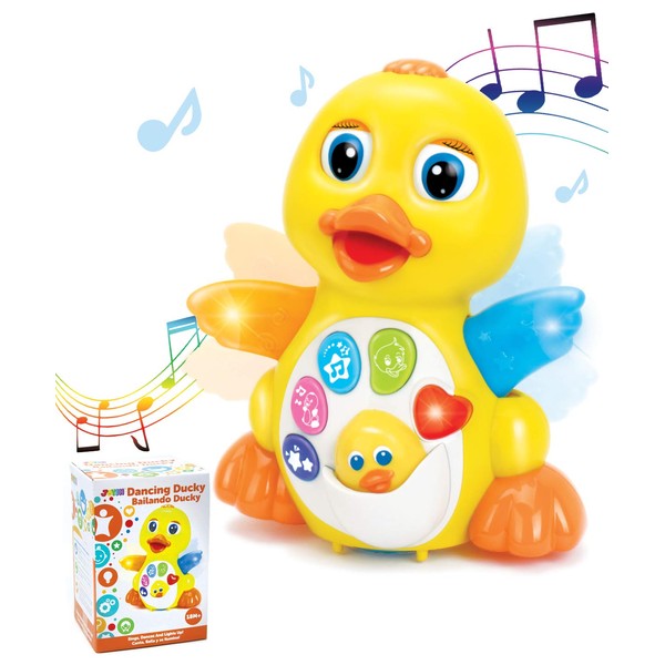 JOYIN Dancing Walking Yellow Duck Baby Toy with Music and LED Light Up for Infants, Toddler Interactive Learning Development, School Classroom Prize and Children