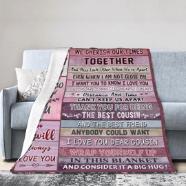 to My Cousin Throw Blanket Cousin Gifts for Women Valentine's Day Birthday Gifts Blankets for Cousin Soft Warm for Fall Winter Spring 50"x60"