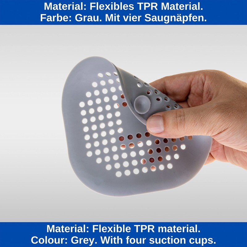 Universal Drain Strainer, Set of 2, Grey, Made of TPR