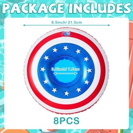 Harsever 8 PCS 4th of July Floaties for Pool,Patriotic Drink Floats Cup Holder USA Flag for Summer Pool Party Independence Day