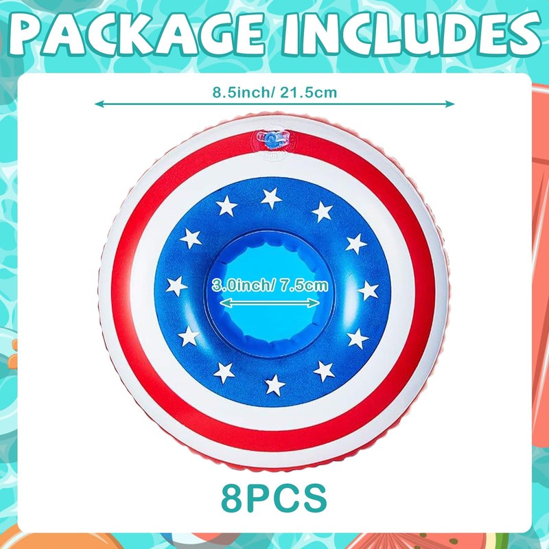 Harsever 8 PCS 4th of July Floaties for Pool,Patriotic Drink