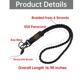 ParaDance Paracord Key Lanyard for Men/Women, Heavy Duty Lanyard for Keys/Id Badges with Cool USA Flag, Military Braided Tactical Neck Lanyard Keychain for Phone/Whistle/Camera/Wallet, and More