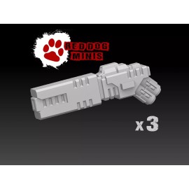 Red Dog Minis Single Barrel Beamer Bits (x3) - compatible w 40k Tau Crisis Suit Fusion Blaster