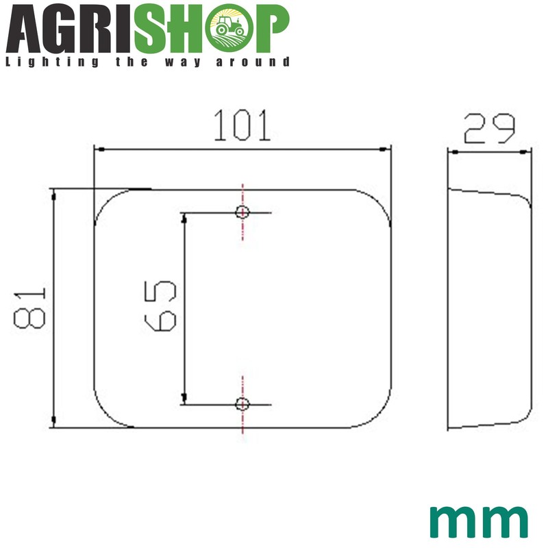 AGRISHOP 1 x rear view light trailer 12 V 24