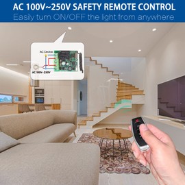 DieseRC Wireless Remote Control Switch 433Mhz 220V 230V 240V 1 Channel Radio Control Relay Receiver with 1 Transmitter keyfobs Potential-free Contacts Relay Controller