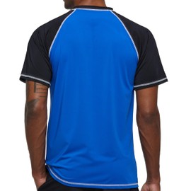 YuKaiChen Men's UV Protection Swimming Shirt Men's Swimming Shirt Quick-Drying Breathable Sun Protection Shirt Rash Guard Shirt with UPF 50+ for Water Sports, Blue black, XXL