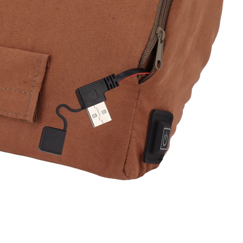 Khaki Portable Heating Waist Cushion USB Port 3 Adjustable Temperature