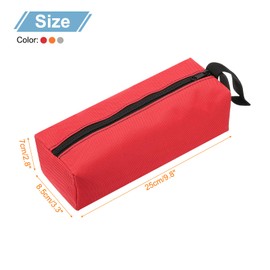 sourcing map 3pcs Zipper Utility Tool Bag 9.8x3.3x2.8 Inch Multi-purpose Oxford Cloth Tote Tool Pouch Small Organize Bags for Storage Tool, Red Orange Grey