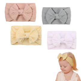4Pcs Baby Headband,Girl Headbands Bows,Newborn Girls Hair Bands Accessories,Elastic Kids Head Bow Hairband,Home Outfit Ribbon Soft Decoration,Princess Decor,for Babies 0-3 Year Toddler Bowknot Gift