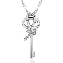 DAZLIME Key Pendant Necklace for Women, 14K Silver Dance Necklace,Cute and Stylish Antique Keys Necklace for a Touch of Luck - Jewelry Gift for Women