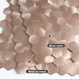 BeNice Peel and Stick Backsplash Hexagon for Kitchen 3D Adhesive Metal Wall Tile Stickers 10pcs Rose Gold