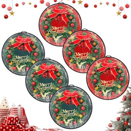 Wreath Storage Organizer, Christmas Wreath Storage Container, 6 PCS Clear Wreath Storage Bag, PVC+PE Wreath Protector with Handle for Xmas Holiday Seasonal Wreath Garland