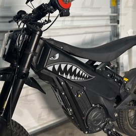 Shark Mouth Battery Accent Decal Graphic Kit - Fits Talaria XXX (Black-White)