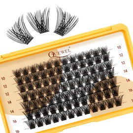 QUEWEL Lash Clusters - Mix 10-16mm Soft & Lightweight Eyelash Extensions for Beginners