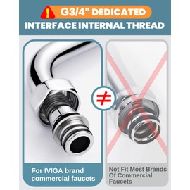 G3/4 Internal Thread 10” Commercial Faucet Swivel Spout Replacement: Add-on Swing Nozzle Spout - Chrome Polished Spout Replacement Part For Commercial Kitchen Sink Faucet - 1.8gpm/ 2.2gpm Aerator