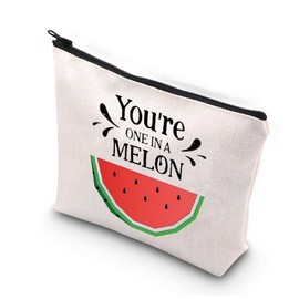 BDPWSS Watermelon Party Supplies You Are One In a Melon Cute Pun Watermelon Party Bag Watermelon Cosmetic Bag Waterproof Toiletry Bags For Women Girls Watermelon Fruit Lover Gifts (One in melon)
