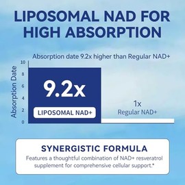 XKQ Suplemento NAD+ de 910 mg, 60 porciones, toma 2 al día | Ribosida de nicotinamida para un envejecimiento saludable, apoya la energía celular, el c