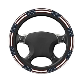 American Gun Flag Steering Wheel Covers,Anti Slip Sweat Absorption Elasticity Car Accessories Steering Wheel Protector Universal 15 Inch for SUV Sedan Vans Trucks