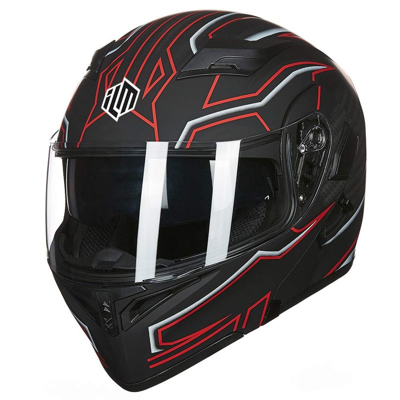 ILM Motorcycle Dual Visor Flip up Modular Full Face Helmet