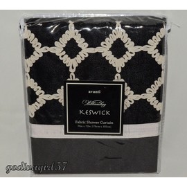 Black and Cream Keswick Fabric Shower Curtain