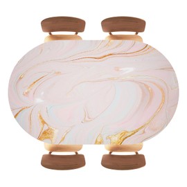 Gthnbdx Marble Texture Background Waterproof Oval Fitted Tablecloth Oil-Proof Elasticized Table Cloth Table for Restaurant Use, Fits 42"x60" Oval Tables, Style42