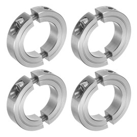 sourcing map 4pcs Double Split Clamp-On Shaft Collar for 1-1/4" Shaft, Two-Piece Clamping Collar, 2-1/16" OD, 1/2" Thick, 304 Stainless Steel Axle Collar Clamp, Set Screw Style