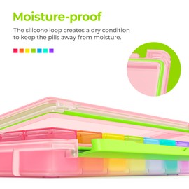 AUVON iMedassist Moisture-Proof Weekly Pill Organizer 4 Times a Day, Large 7 Day Pill Box Portable for Travel with Removable Individual Pill Containers to Hold Vitamins, Supplements and Medication