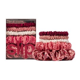 slip Assorted Scrunchie Set (Harriet) | Includes 3 Skinny, 1 Midi & 1 Large Pure Silk Scrunchies | 100% Mulberry Silk, Anti-Crease, Gentle on Hair, Reduces Breakage | Elegant & Durable
