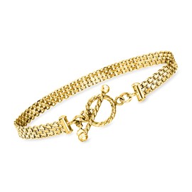 Ross-Simons Italian 18kt Gold Over Sterling Bismark-Link Toggle Bracelet. 8 inches