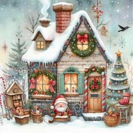 LWZAYS Christmas Diamond Art Kits for Adults, 5D Xmas Shop Diamond Painting Kit for Beginners, DIY Full Round Drills Gem Art and Crafts for Home Decor 14 * 14 inch