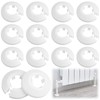 12-Pack White Plastic Radiator Pipe Covers, Durable PVC Pipe Collars,