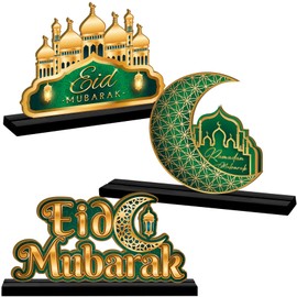 Ramadan Mubarak Tabletop Centerpiece Signs Eid Mubarak Wooden Table Sign Ramadan Kareem Wooden Sign Table Decor Ramadan Decorations for Home Party
