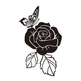 1PC Elegant Rose Floral Vinyl Decal for Cars, Trucks, and Motorcycles-Cars Bumper Body Window Decoration Sticker-Easy Peel and Stick XY175 (Black)