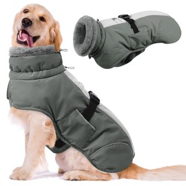 Queenmore Dog Jackets for Largeb Breeds, Large Dog Coats Winter Waterproof, Thick Fleece Lining Pet Coats for X-Large Dogs Winter, Blue, XL