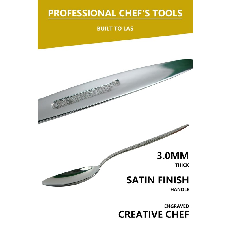 CREATIVECHEF Kunz Plating Spoon 9 Inch, 18/10 Stainless Steel Titanium