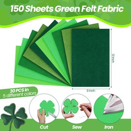 Peryiter 150 Pcs Green Felt Fabric Sheet for Craft 8 x 12 in Felt Sheet for Craft Assorted Felt Fabric Craft Felt Square for Crafting Sewing Patchwork School Project(Green Series)