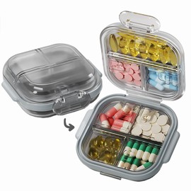 MURRI&MURRDI Pocket Pill Case Box, Pill Dispenser 7 Compartments, Weekly Medication Organiser, Vitamin Medication Case Airtight & Moistureproof (Gray)
