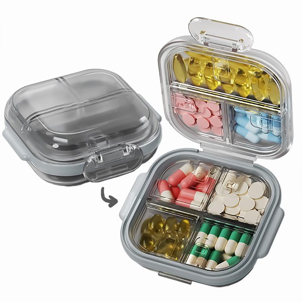 MURRI&MURRDI Pocket Pill Case Box, Pill Dispenser 7 Compartments, Weekly