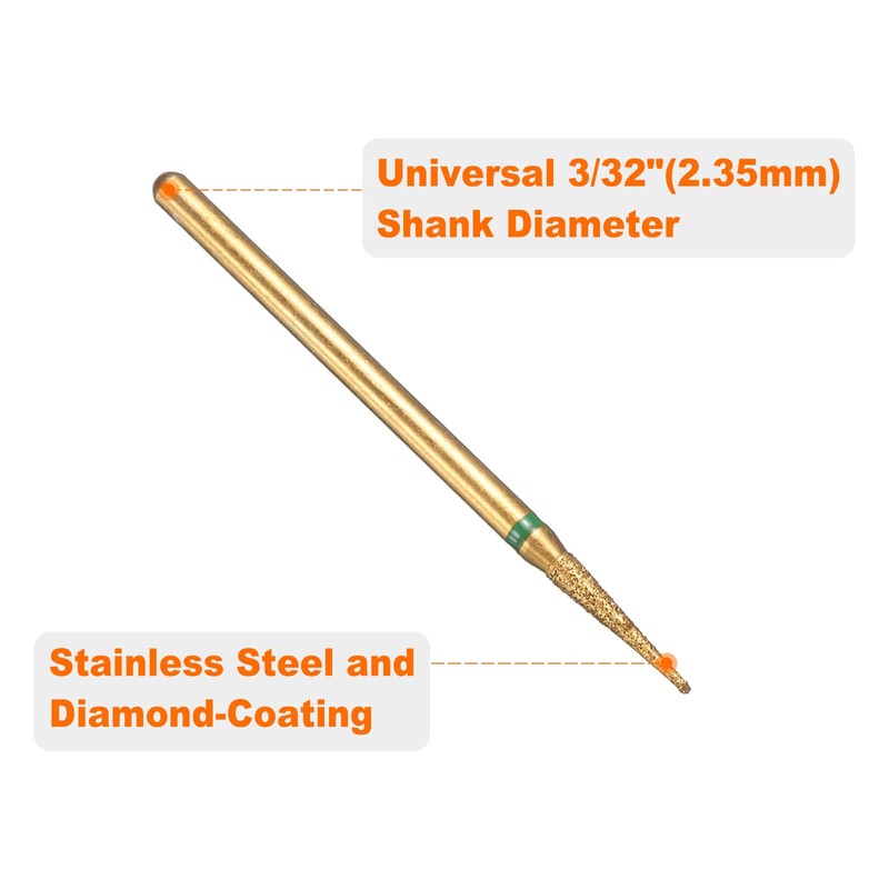 sourcing map 8pcs 100-120 Grits Diamond Grinding Bit 2mm Tapered