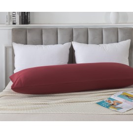 WhatsBedding Body Pillow Cover, Ultra Soft Microfiber Pillowcases, Breathable Long Pillow Case, Envelope Closure - Wine Red (21x54 inch)